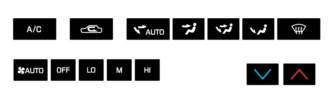 HVAC CONTROLS OVERLAY SET : TOYOTA SUPRA (A70) (LHD) - DARK VERSION (1988-1989)