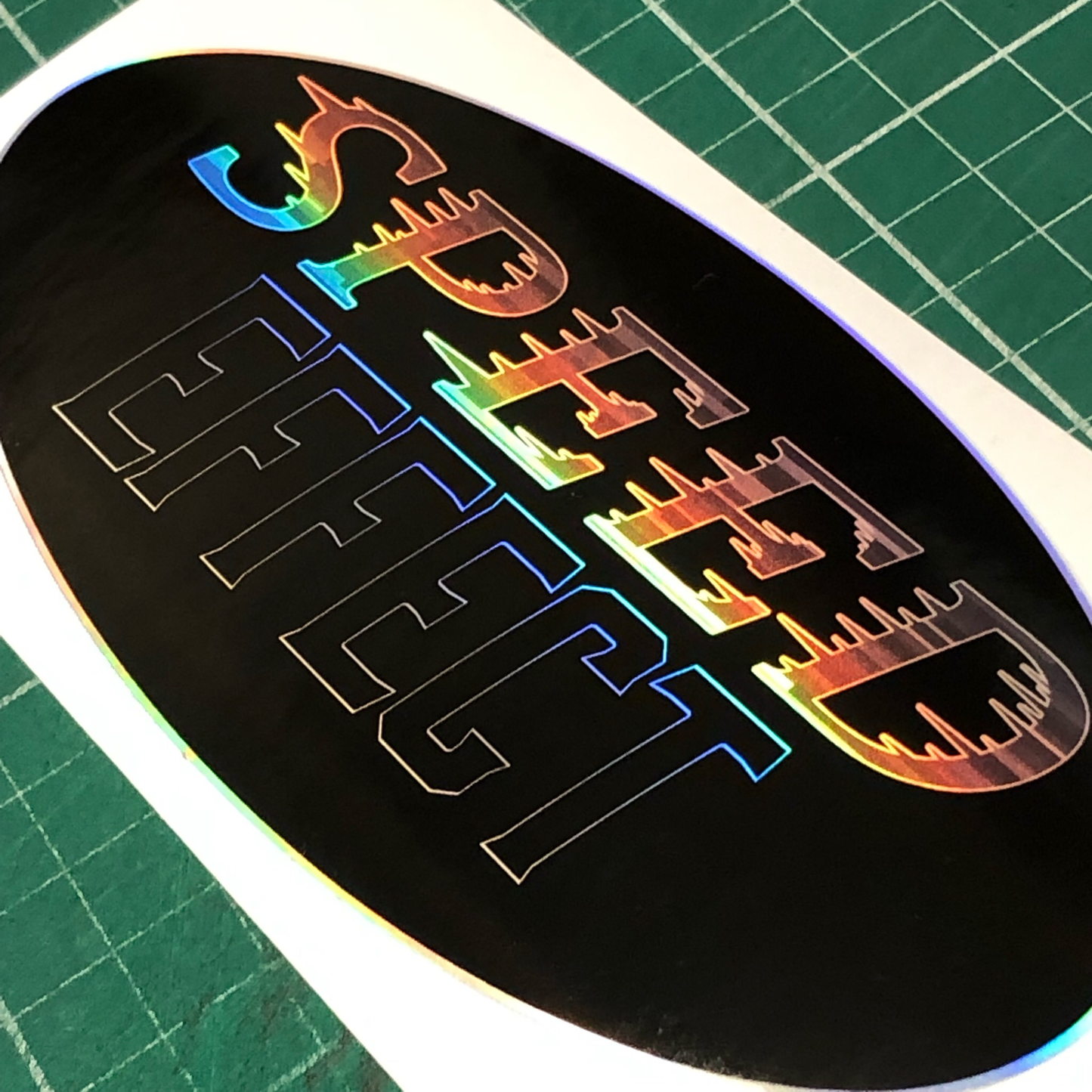 SPEED EFFECT OVAL HOLOGRAPHIC SLAP STICKER