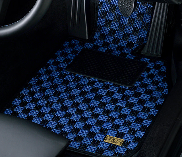 KARO SISAL FLOOR MAT SET (BLUE/BLACK)