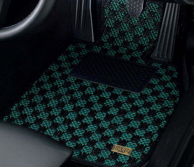 KARO SISAL FLOOR MAT SET (GREEN/BLACK)