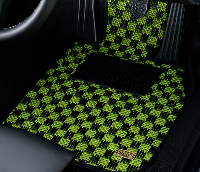 KARO SISAL FLOOR MAT SET (LIME/BLACK)