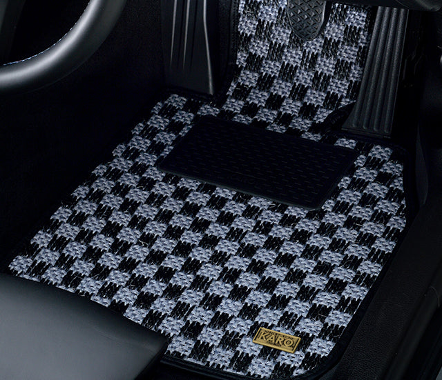 KARO SISAL FLOOR MAT SET (SILVER/BLACK)