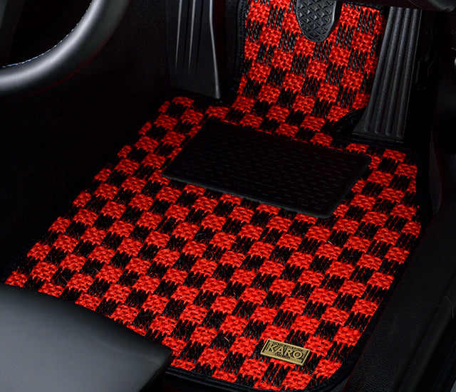 KARO SISAL FLOOR MAT SET (RED/BLACK)