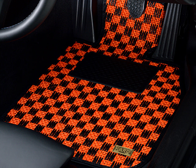 KARO SISAL FLOOR MAT SET (ORANGE/BLACK)