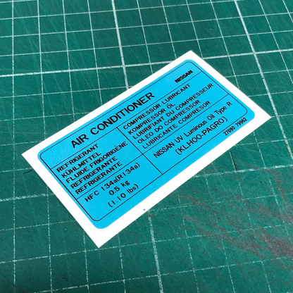 AIR CONDITIONER INFORMATION DECAL : NISSAN SILVIA (S15)